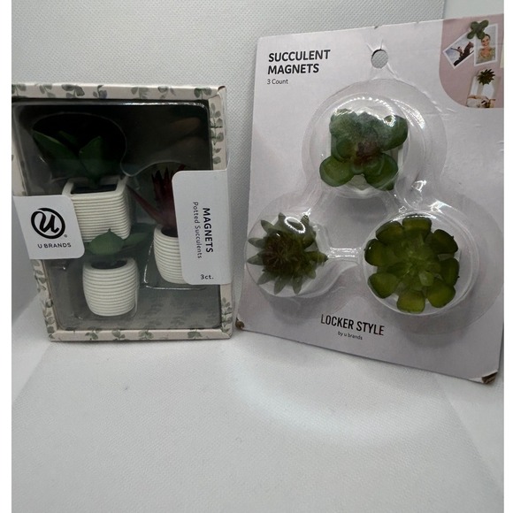 U Brands Other - Succulent Plant Magnets 6 Count Potted Faux Plant Locker Fridge Plastic Novelty